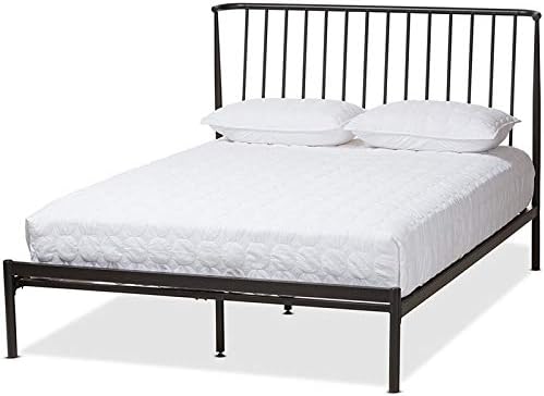 Baxton Studio Sabine Queen Metal Spindle Platform Bed in Black