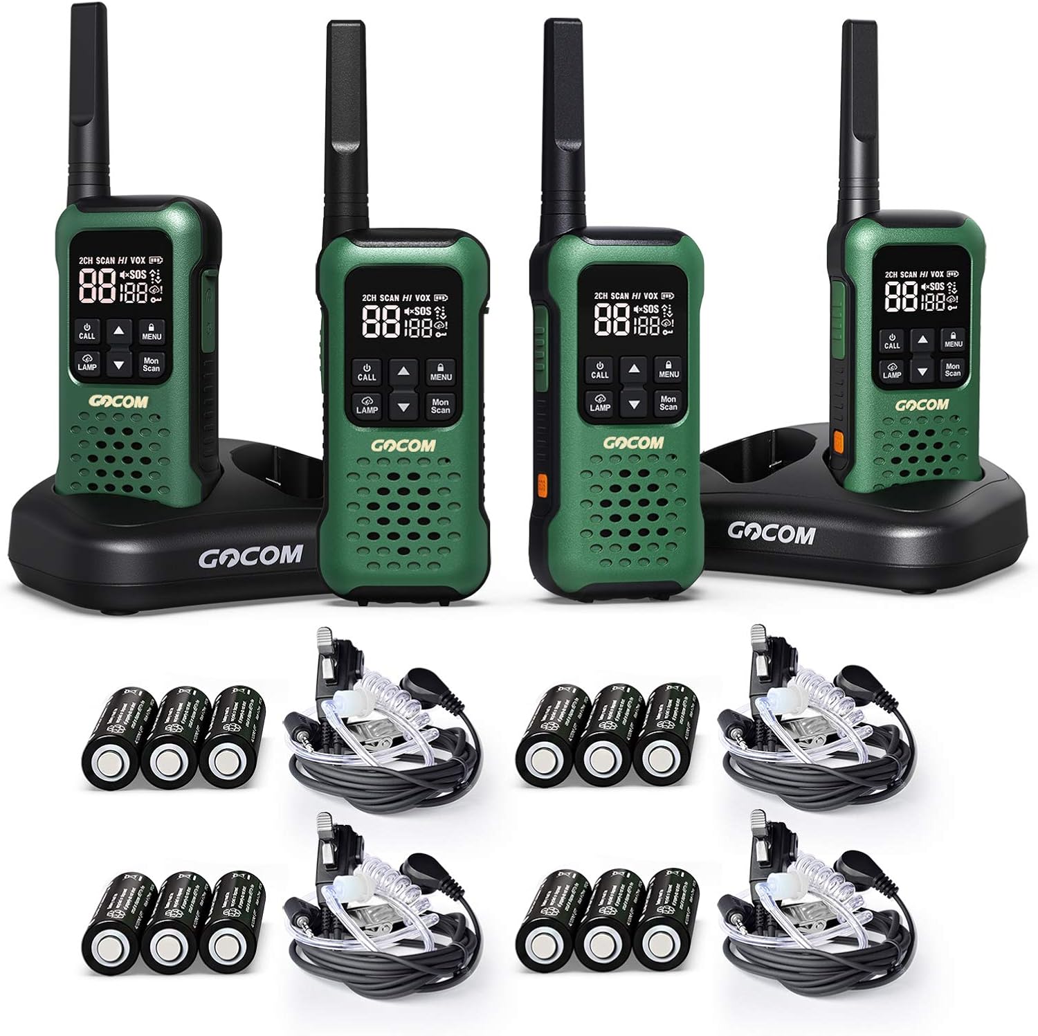 GOCOM G9 Waterproof Walkie Talkie for Adult Long Range, Floating Portable Two Way Radio, NOAA Weather Alert,SOS,Flashlight, Rechargeable 2 Way Raido for Adults (4 Pack)