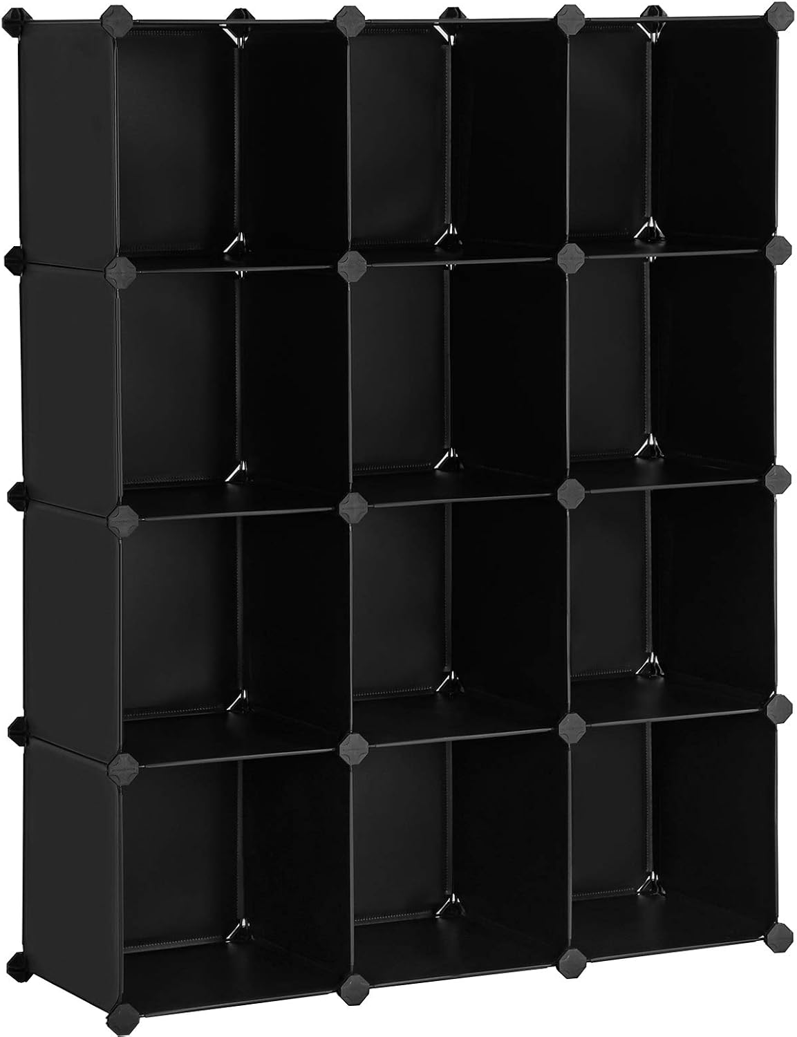 SONGMICS Cube Storage, 12-Cube Book Shelf Organizer Units, DIY Modular Closet Cabinet, Bookcase, Ideal for Living Room, Closet, Includes Rubber Mallet, 36.6 x 12.2 x 48.4 Inches, Black ULPC34BK Pack of 2