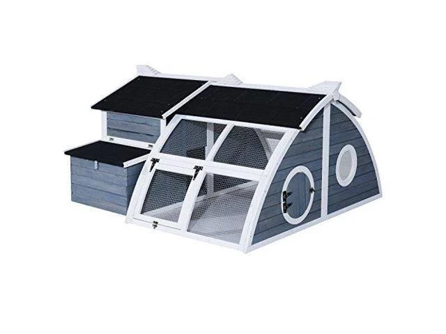 PawHut Deluxe Backyard Chicken Coop Barn with Curved Outdoor Run