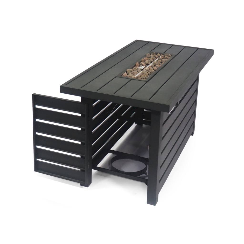 Judah Outdoor Rectangular Iron Fire Pit, Matte Black