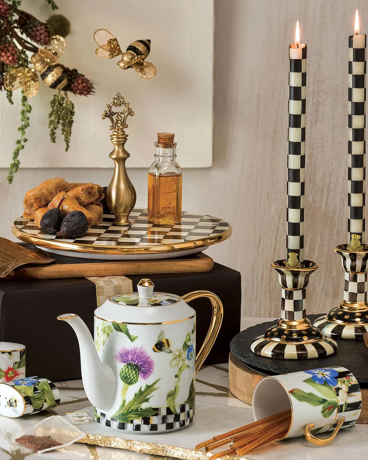 MacKenzie-Childs Thistle u0026 Bee Salt u0026 Pepper Set