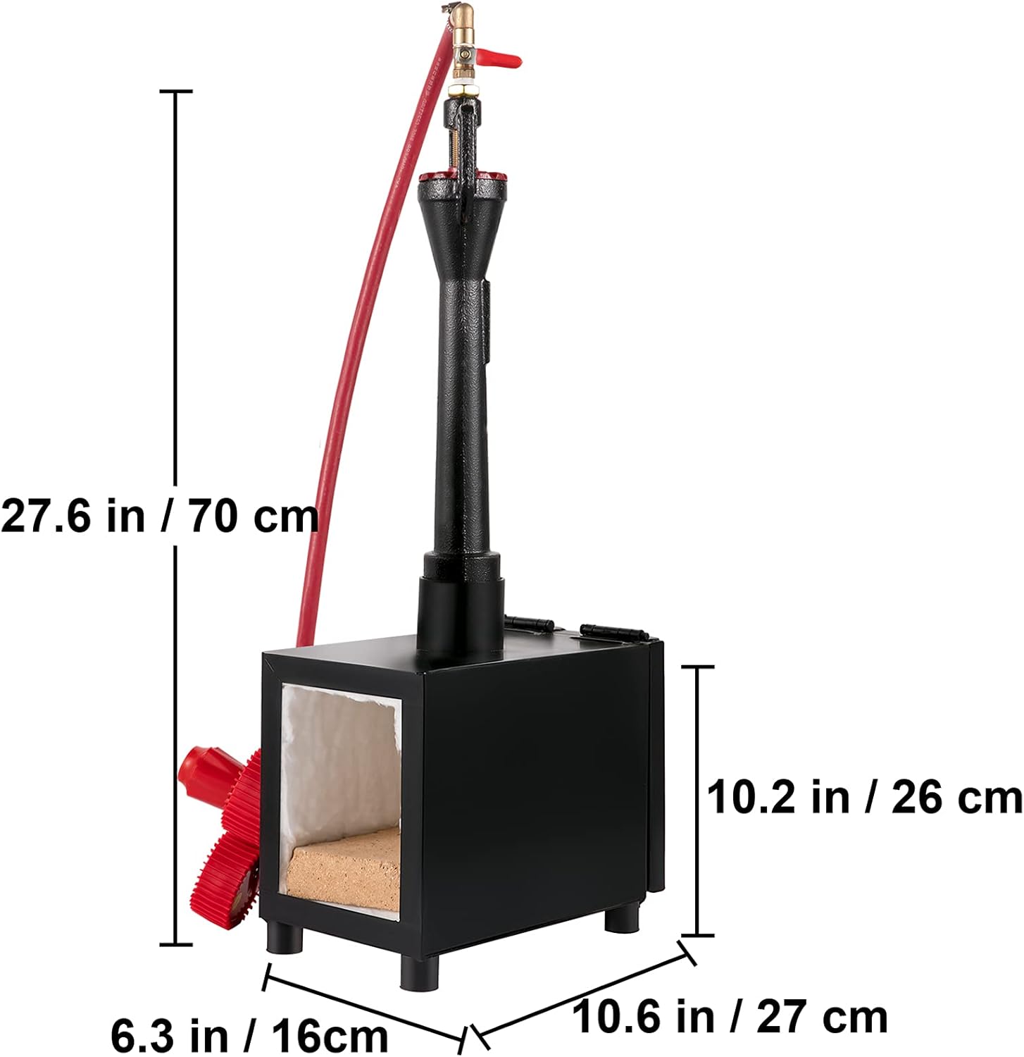 VEVOR Propane Knife Forge, Blacksmithing Forge with Single Burner, Portable Propane Forge with Single Durable Door, Large Capacity Farrier Forge, Square Propane Burner Forge for Knife and Tool Making
