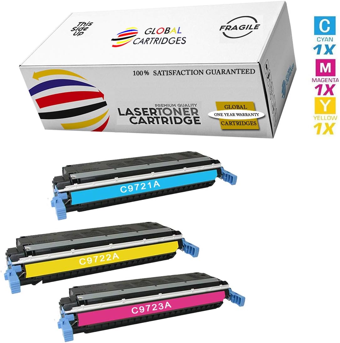 GLB Premium Quality Remanufactured Replacement HP 641A / HP 4600 Toner Cartridge Color Set C9721A, C9722A, C9723A (Cyan, Yellow, Magenta)