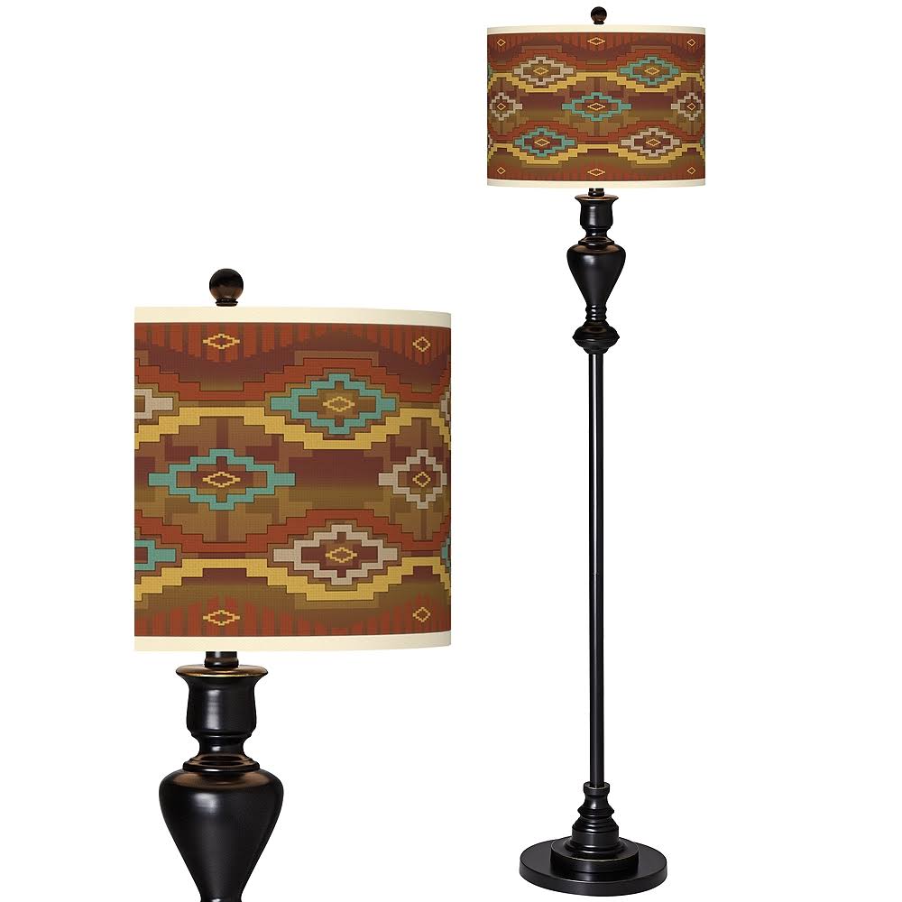 Southwest Sienna Giclee Glow Black Bronze Floor Lamp - Style #76G62