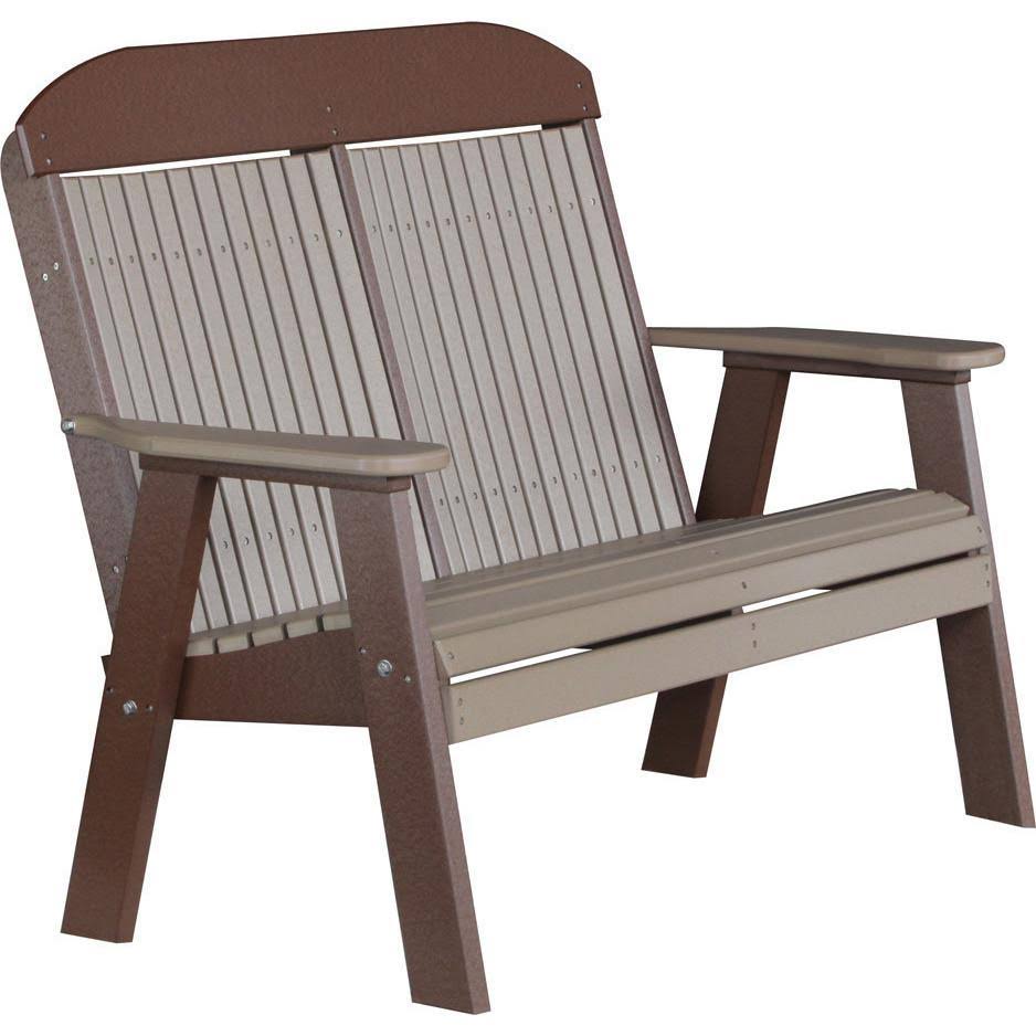 LuxCraft Classic Highback Recycled Plastic 4ft Bench, Dove Gray on Black