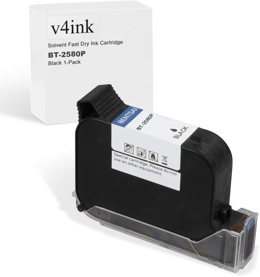 BT-2580P v4ink BENTSAI Original Solvent Fast Dry Ink Cartridge Replacement for BENTSAI Handheld Inkjet Printer BT-HH6105B2 and BT-HH6105B3