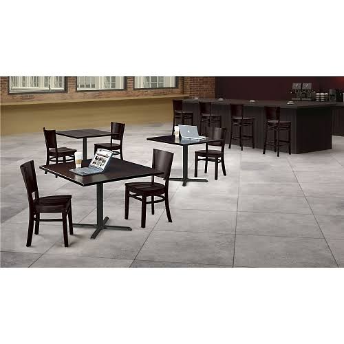 NBF Rustico Solid Wood Top Table 42x22W Ash Distressed Finish Wood Top/Black Base Signature Series (42SQB2025-SSASH)