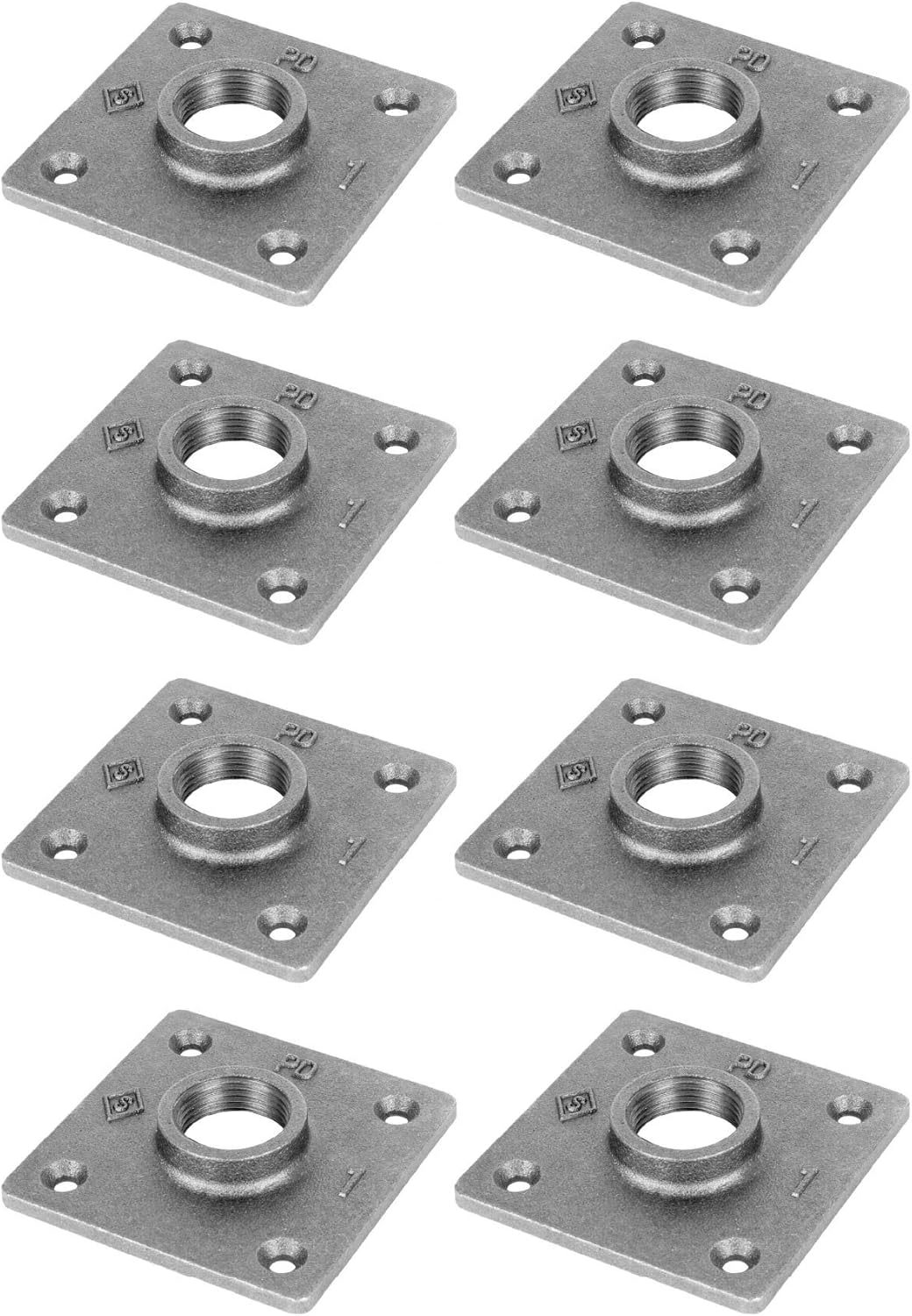 PIPE D&Eacute;COR 1 in. Black Malleable Iron Square Floor Flanges, 8 Pack, for DIY Pipe Projects