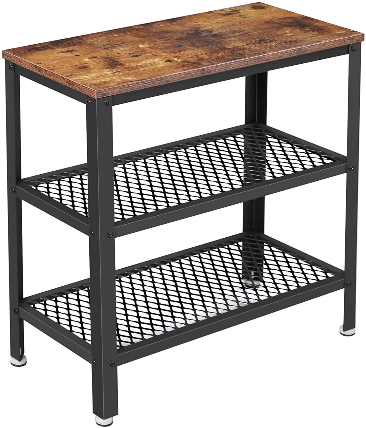 VASAGLE Rustic Brown u0026 Black Industrial Console Table with 2 Drawers