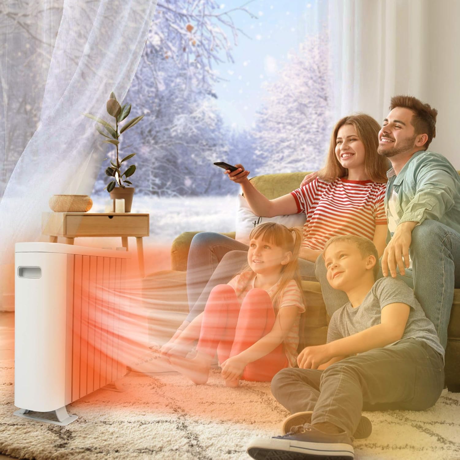 Vilobos Electric Space Heater 1000W with Silent Portable Adjustable Thermostat, 3 Heat Settings Convector Heater for Indoor Home Bedroom Office Pack of 2