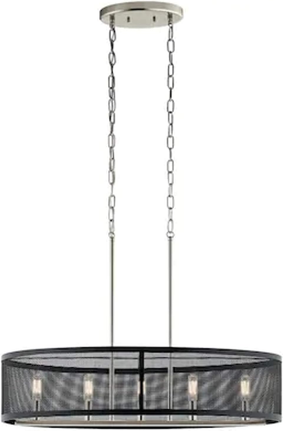 Kichler&nbsp;Edmund Satin Black and Brushed Nickel Industrial Frosted Glass Drum Large (Larger Than 22-in) Pendant Light