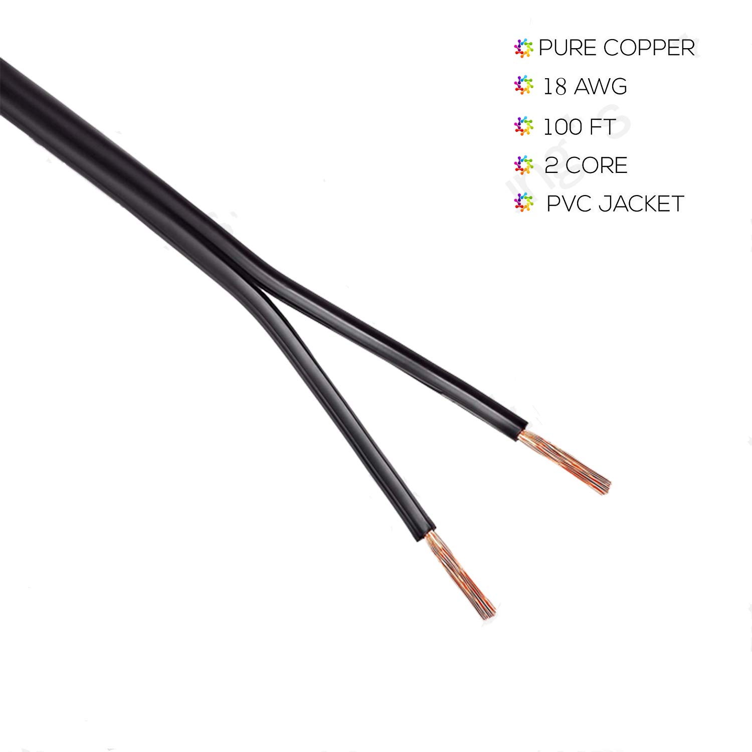 Low Voltage Landscape Lighting Cable 18/2 SPT-1 Bulk Lamp Cord?300-Volt 18-Gauge?100-feet Spool?Black,UL Listed?