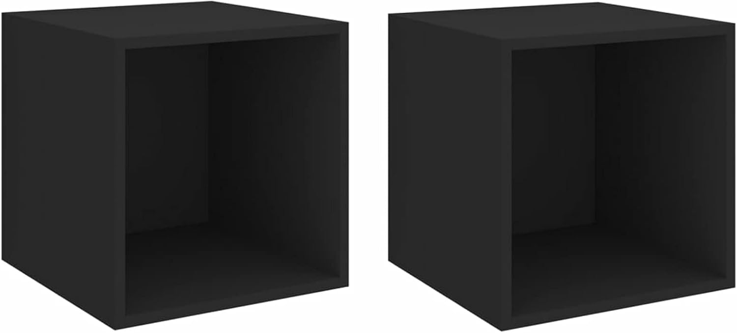 Tidyard 2 Piece Wall Mounted Storage Cabinet Chipboard Floating Display Stand Hanging Cabinet Black for Living Room, Bedroom, Bathroom, Home Furniture 14.6 x 14.6 x 14.6 Inches (W x D x H)