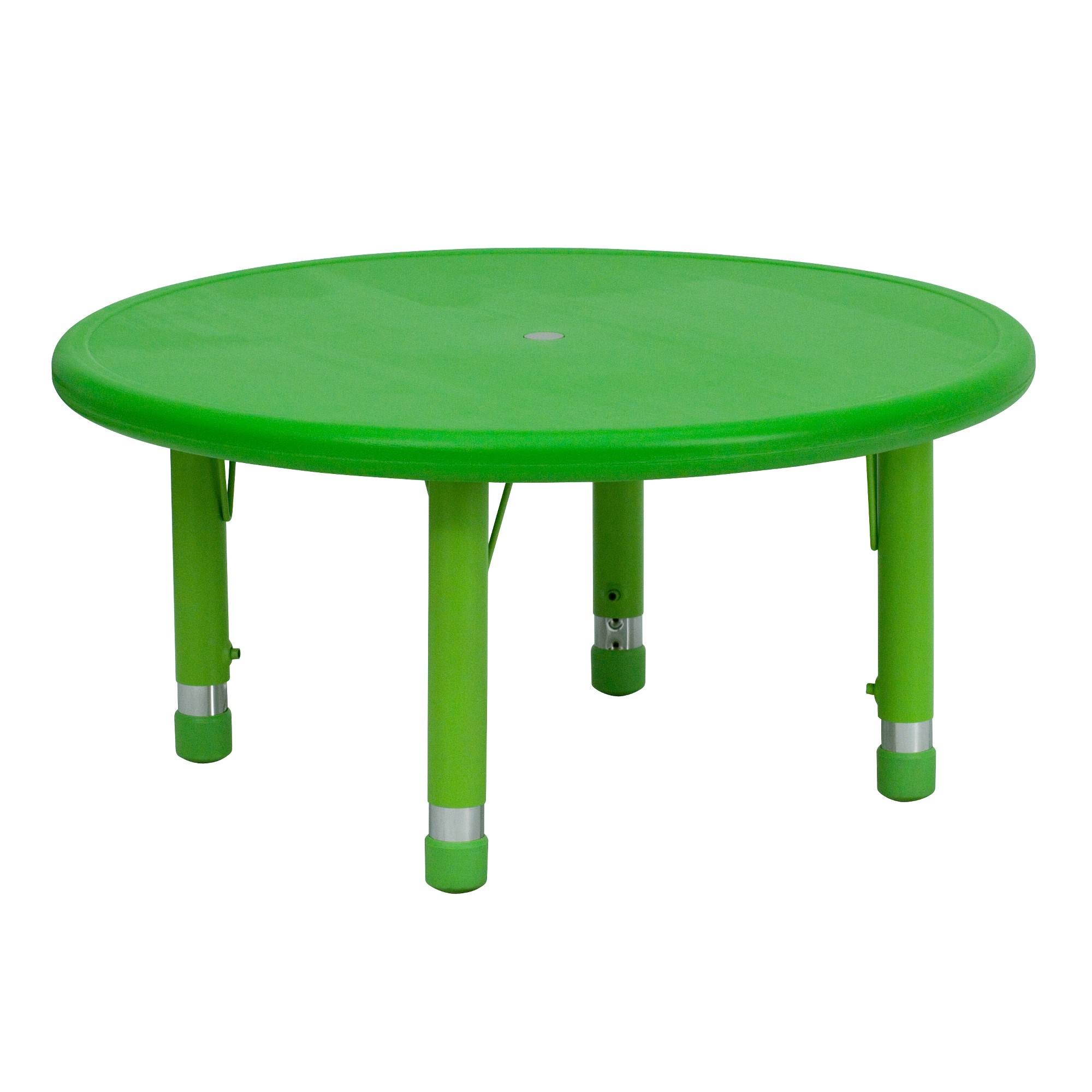 Emma and Oliver 33x22 Round Green Plastic Height Adjustable Activity Table