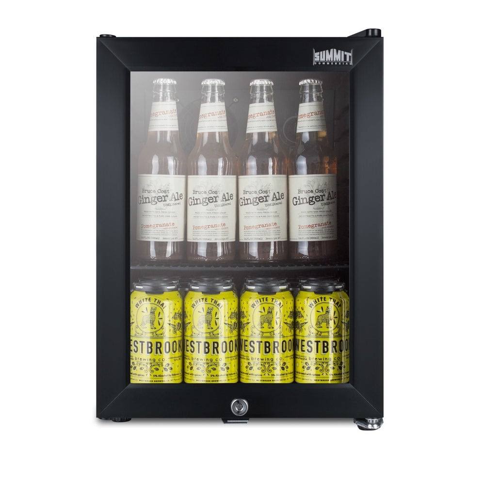Black 18.88x22 x 13.75x22 x 17.25x22 Glass Door Compact Beverage Merchandiser with LED Lighting - 0.85 Cu. ft, 115 Volts, Summit