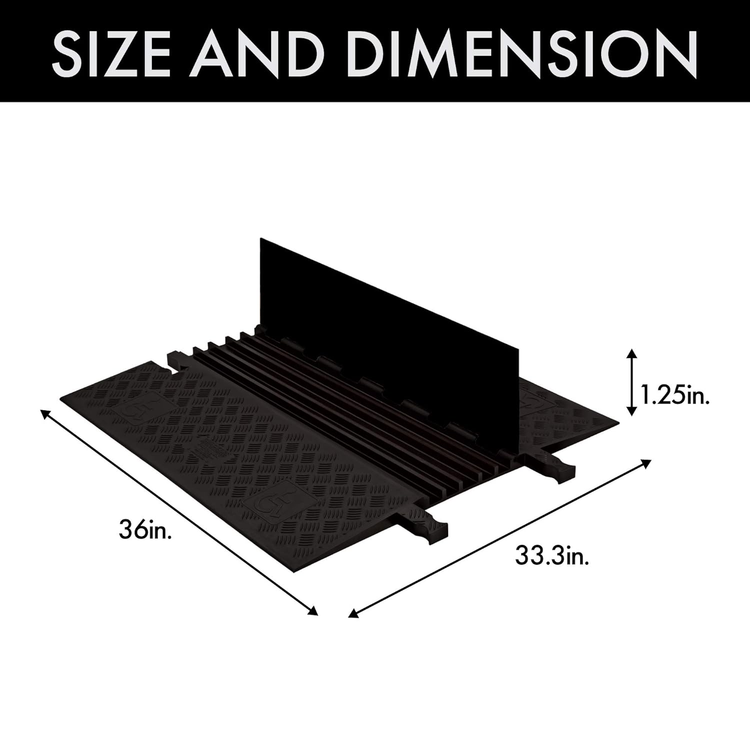 Guard Dog GD5X75-B/B Polyurethane Heavy Duty 5 Channel Low Profile Cable Protector with ADA Compliant Ramp, Black Lid with Black Ramp, 36