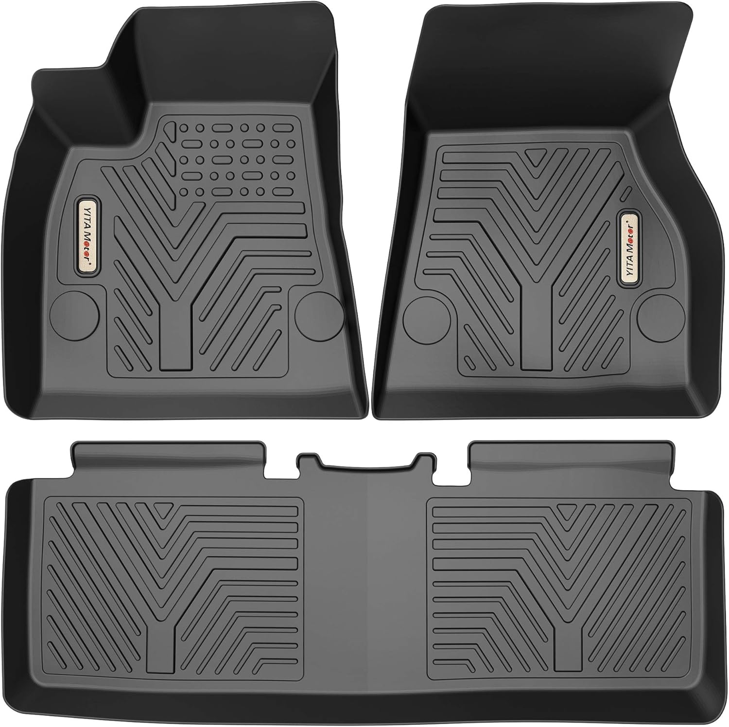 YITAMOTOR Cargo Mats Compatible with 2020-2021 Tesla Model Y, Cargo Liner Custom Fit Black TPE Trunk Liner All Weather Protection Pack of 2