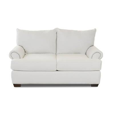 Bonin Loveseat Body Fabric: Classic Bleach White, Nailhead Detail: Pewter