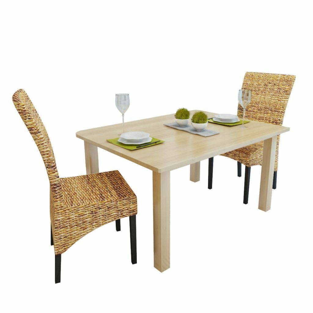 vidaXL Dining Chairs 2 Pcs Abaca and Solid Mango Wood Brown