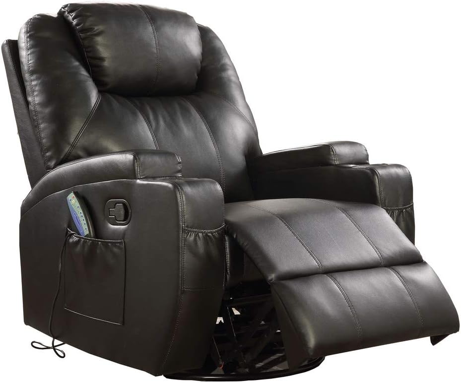 Acme Furniture Recliner with Massage, Black PU