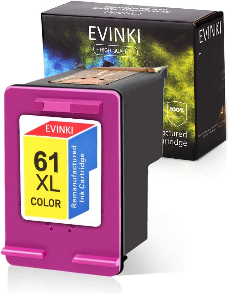 EVINKI Remanufactured 61XL Ink Cartridge Replacement for HP Ink 61 61XL Ink Cartridges for Hp Printers Envy 4500 5531 5530 Deskjet 1010 510 2540 Officejet 4635 4630 4632 Printer (2B1C) Pack of 2