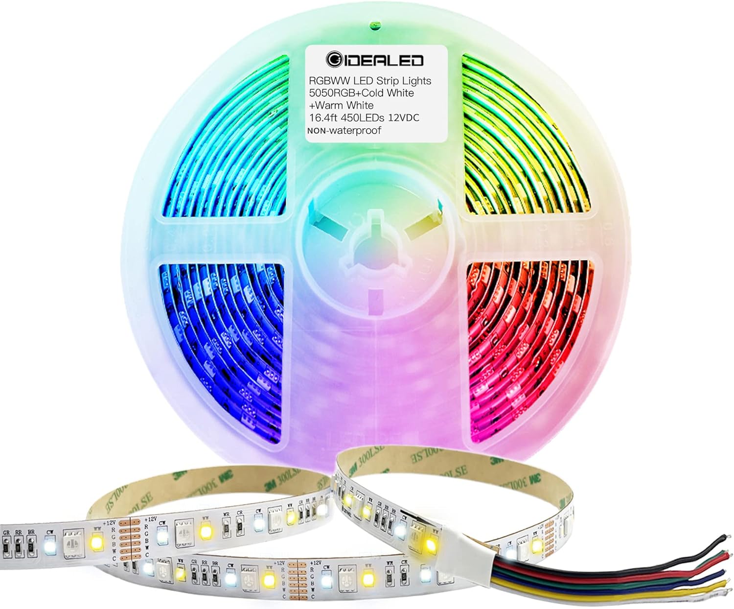 GIDEALED 2.4G Wireless 5 Channel LED Controller with RF Remote Control, Dimming 5 in 1 LED Strip Controller for RGBW RGBWW RGB CCT Light Strips Color Chaning DC12V-24V Pack of 2