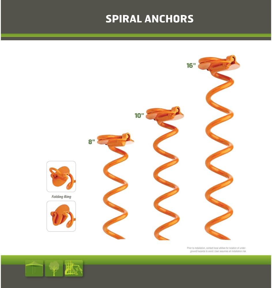 Liberty Outdoor ANCFR16-ORG-R Folding Ring Spiral Ground Anchor, 16-inch, 4 Pack