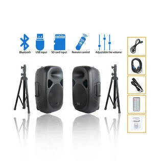 STARAUDIO 2x 2500W 2-Way 15x22 PA Powered Active BT Speakers DJ Stands Wired Mic