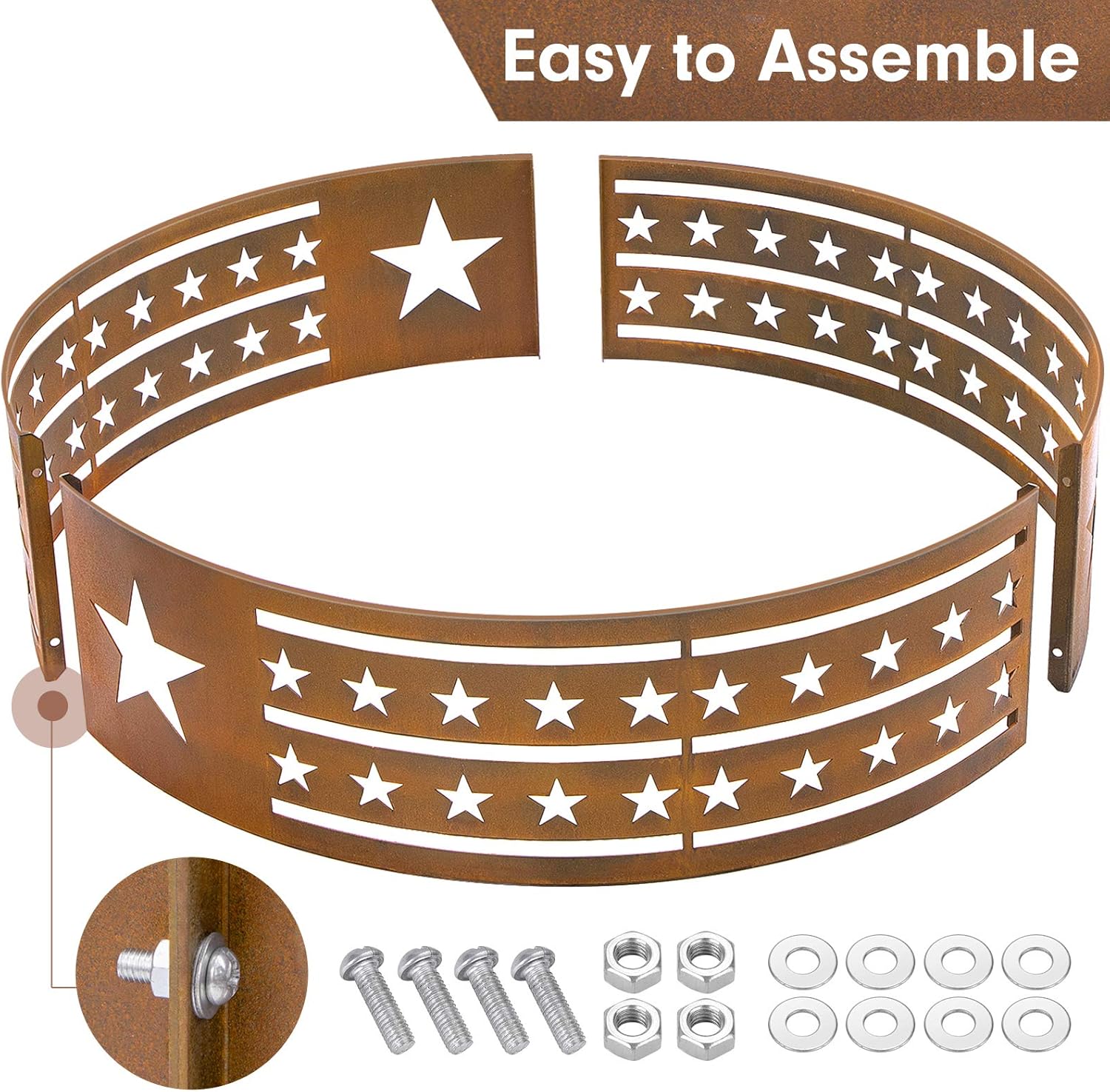 AMAGABELI GARDEN & HOME Fire Pit Outdoor Cast Iron Wood Burning Fire Bowl 28in with A Drain Hole Fireplace Extra Deep Large Round Outside Backyard Deck Camping Heavy Duty Metal Grate Rustproof BG368