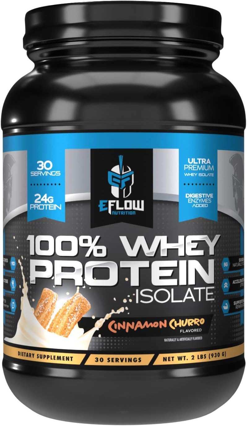 eFlow Nutrition 100% Whey Protein Isolate - with Real Cereal Pieces - Gluten & Lactose-Free Dietary Supplement for Muscle Recovery with 5G BCAA - Fruity Cereal - 2lbs (30 Servings) Pack of 2