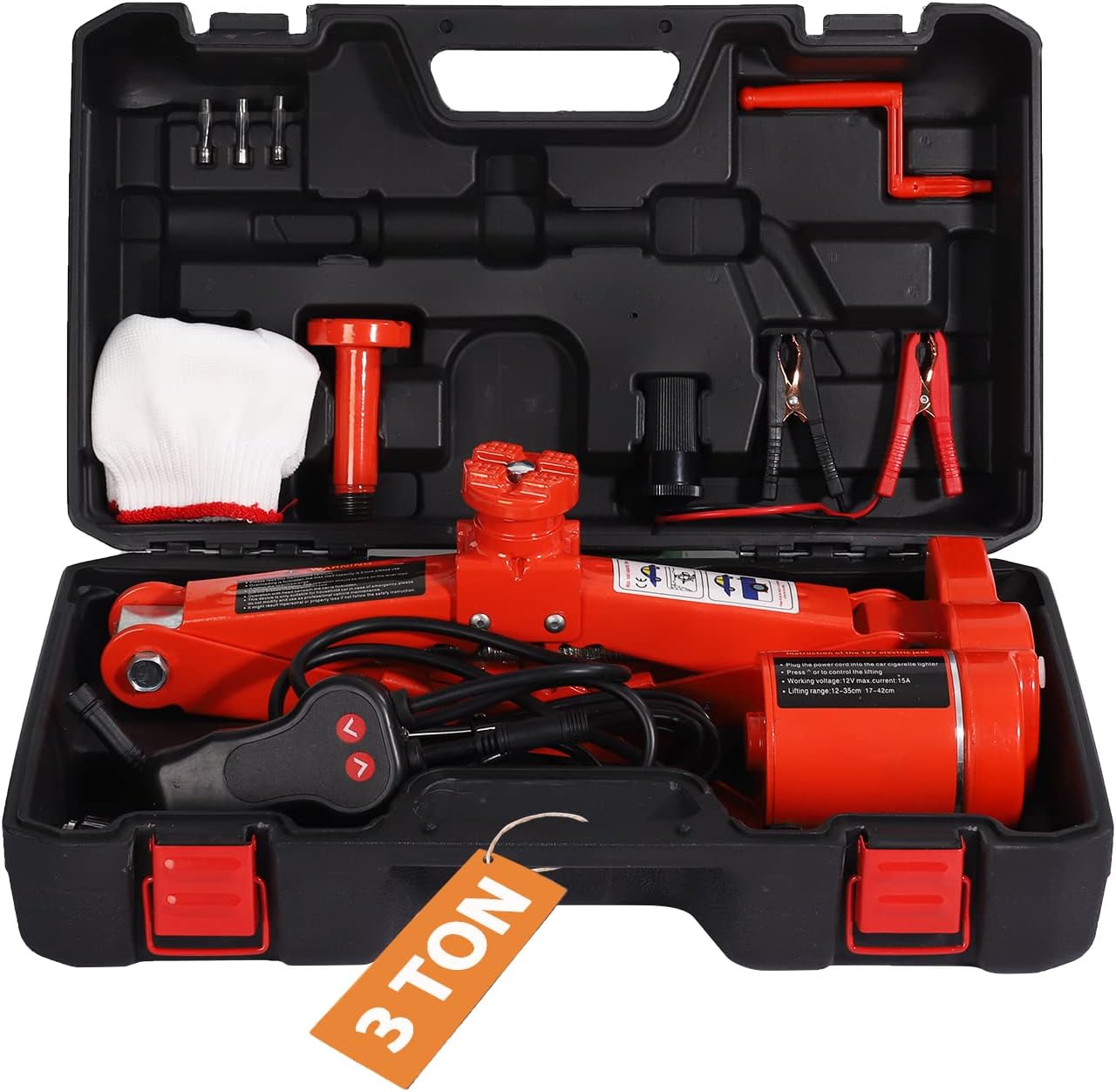 Electric Car Jack TYAYT 3 Ton Electric Car Floor Jack with Electric Wrench and Tire Inflator Pump, 12V Scissor Jack Electric Jack for Car Sedan and SUV Tire Changing