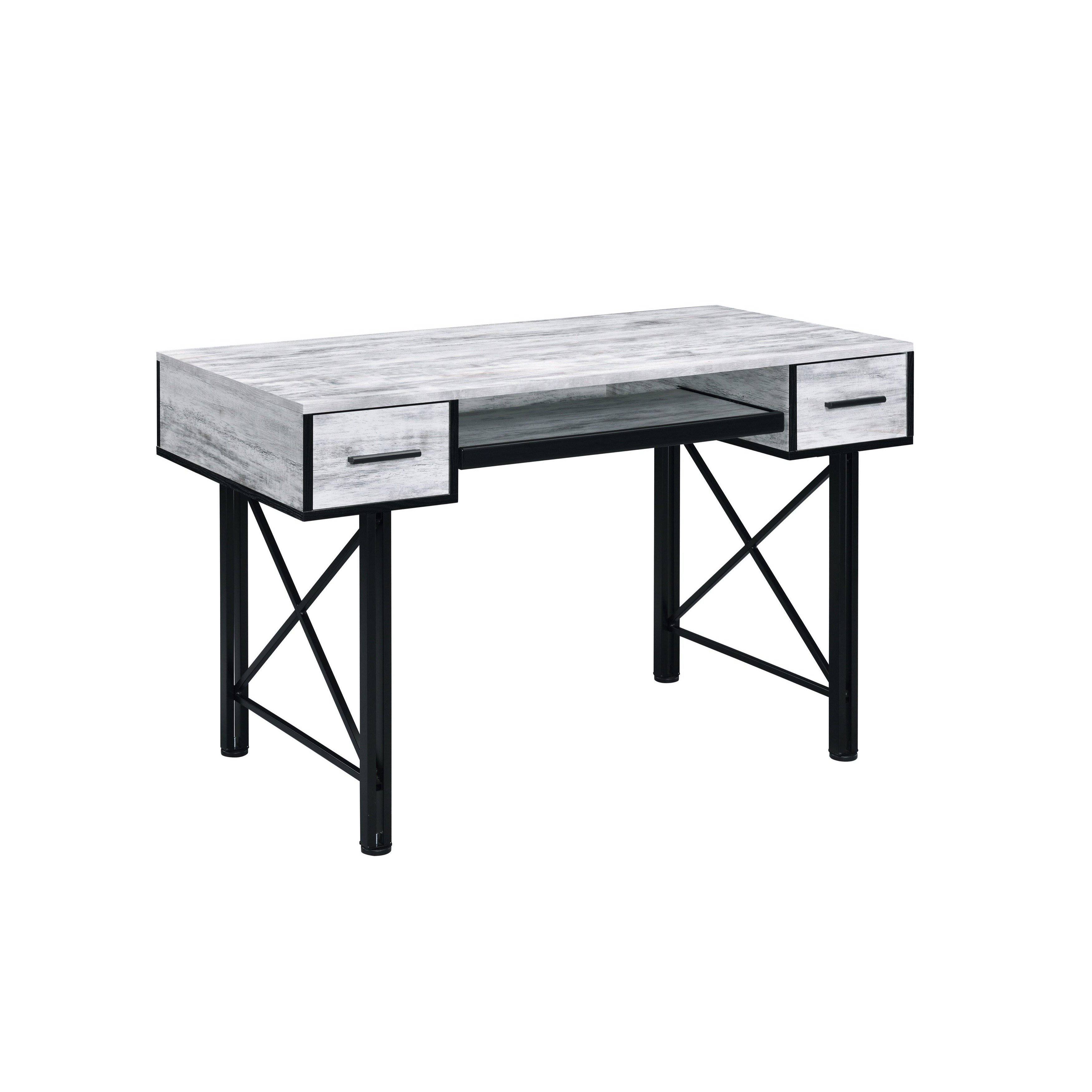 Acme Settea Computer Desk Antique White u0026 Black Finish