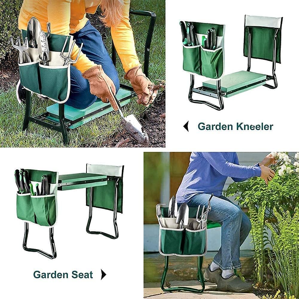 H> Garden Kneeler and Seat, Foldable Garden Stool Heavy Duty Gardening Bench for Kneeling and Sitting to Prevent Knee & Back Pain, Great Gift for Gardeners, Grandparents, Mom & Dad Pack of 2