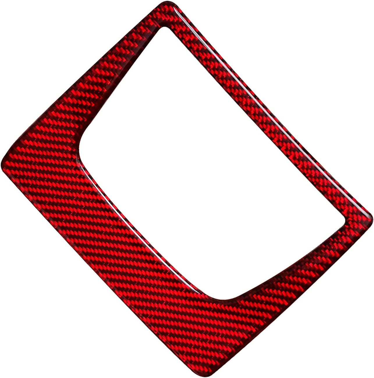 SUNJIKA Compatible with 1PCS Carbon Fiber Interior Armrest Box Button Control Panel Cover Sticker Rear Seat Accessories for Ford Explorer 2013 2014 2015 2016 2017 2018 (Red)