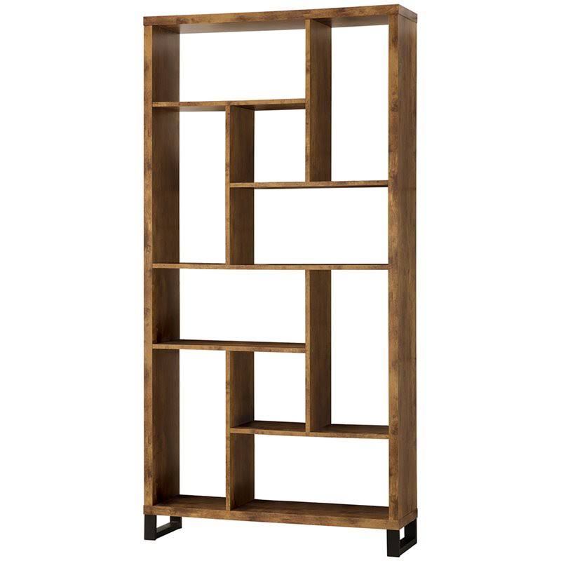 Pemberly Row Modern Bookcase in Antique Nutmeg and Black