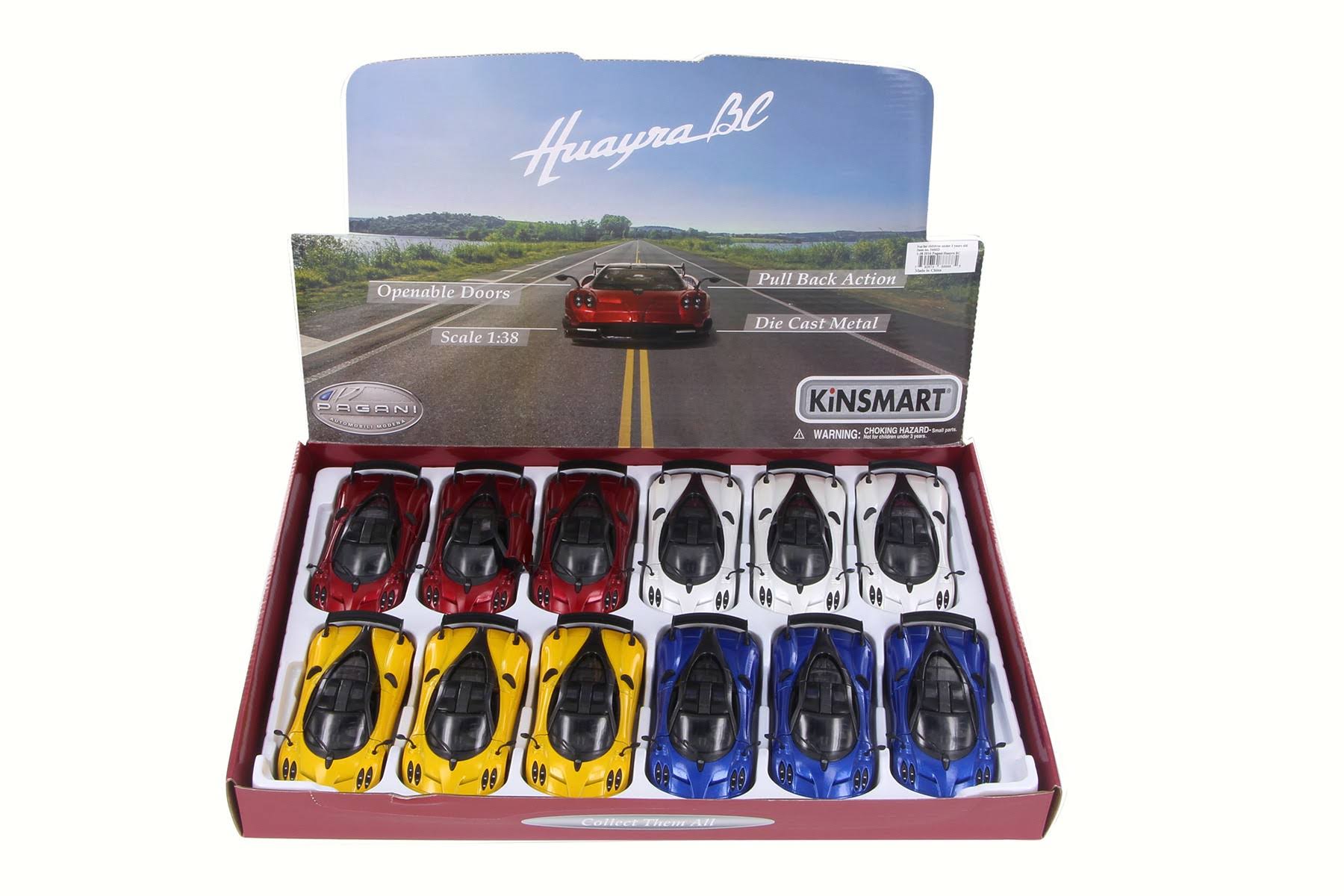 Kinsmart 2016 Pagani Huayra BC Diecast Car Package - Box of 12 1/38 Scale Diecast Model Cars, Assorted Colors