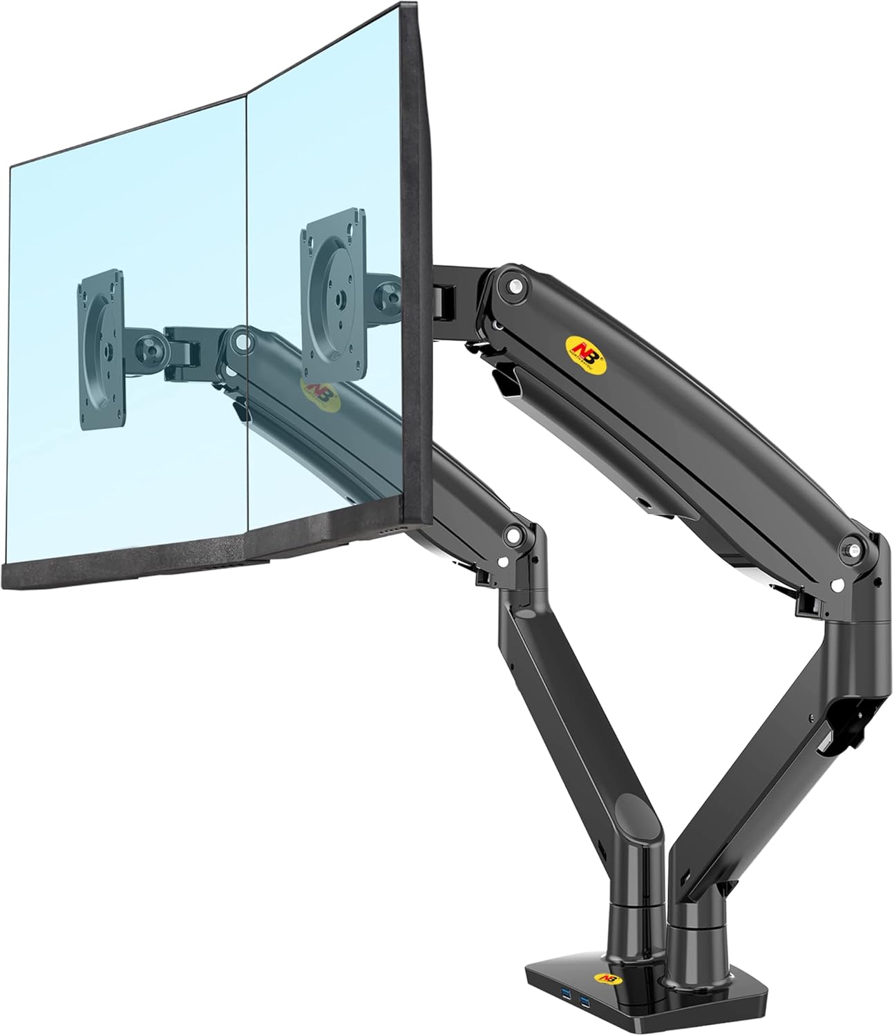NB North Bayou Dual Monitor Desk Mount Stand Full Motion Swivel Computer Monitor Arm Fits 2 Screens up to 32'' with Load Capacity 6.6~26.4lbs for Each Monitor F195A-B Pack of 2