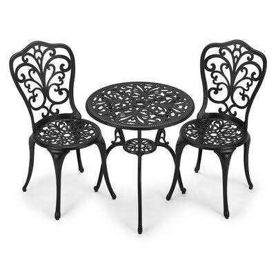 Gatto 3 Piece Dining Set One Allium Way Color: Black