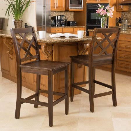 Noble House James Brown Acacia Wood Counter Stools (Set of 2)