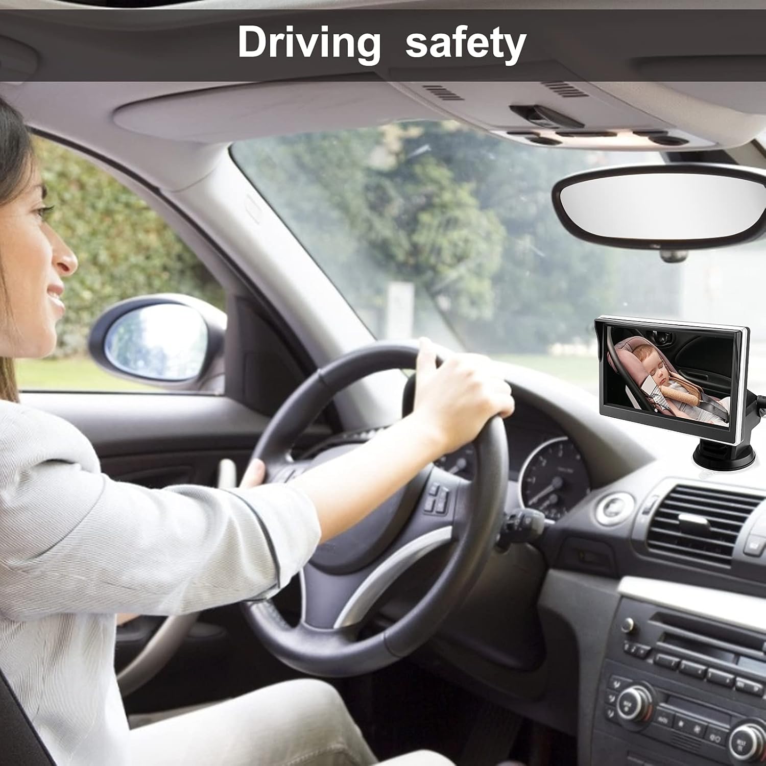 Baby Car Camera for Rear Facing, 5 Inch 1080P Infants Car Back Seat Mirror Baby Safety Camera with Monitor Infrared Lights 150&deg; Wide View Night Vision for All Newborn Babies