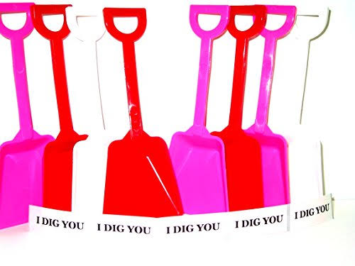 Small Toy Plastic Shovels Red Pink u0026 White 50 Pack 7 Inches Tall 50 I Dig You Stickers