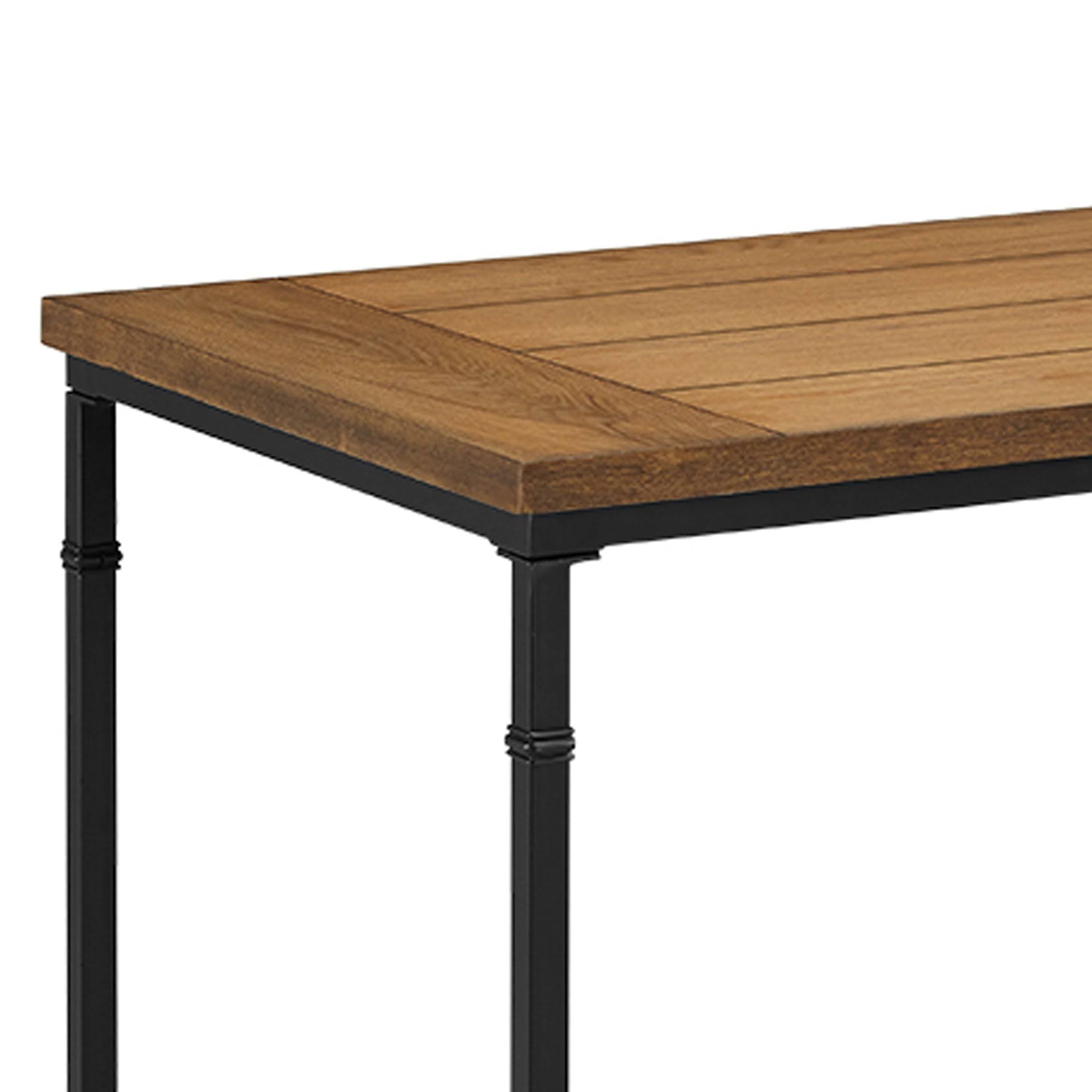 Wooden Desk with Two Open Shelves and Metal Legs Brown and Black