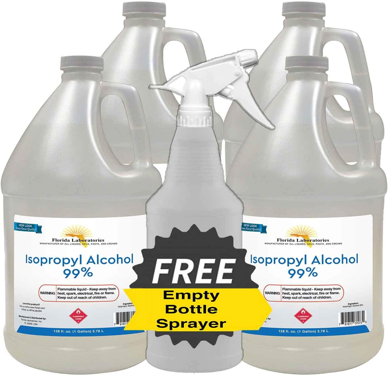 Isopropyl Alcohol Grade 99% Anhydrous - 4 Gallon - Empty Bottle Sprayer Included Pack of 2