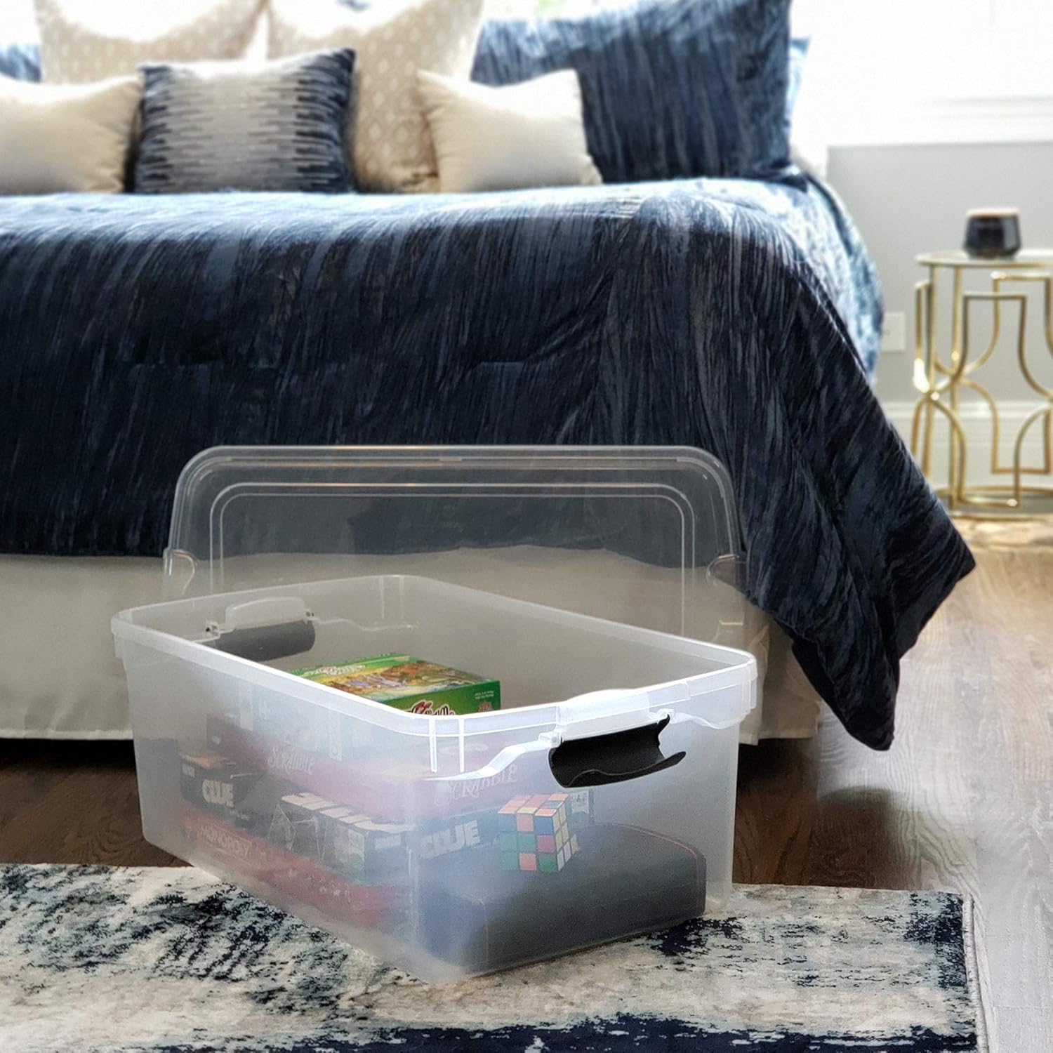 Homz 3441CLGRDC.02 Clear storage container with lid, 64 Quart (2 Pack), Grey, 2 Count Pack of 2