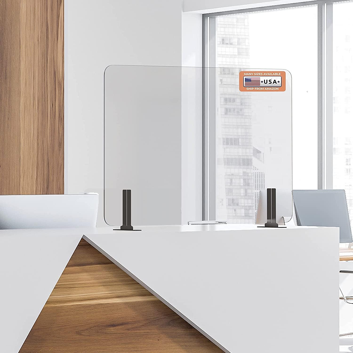 GUARDMATE | Premium Plexiglass Shield Commercial Grade Sneeze Guard | Acrylic Divider Portable Plastic Barrier Shield Reception Desk Cashier Checkout Counter (36