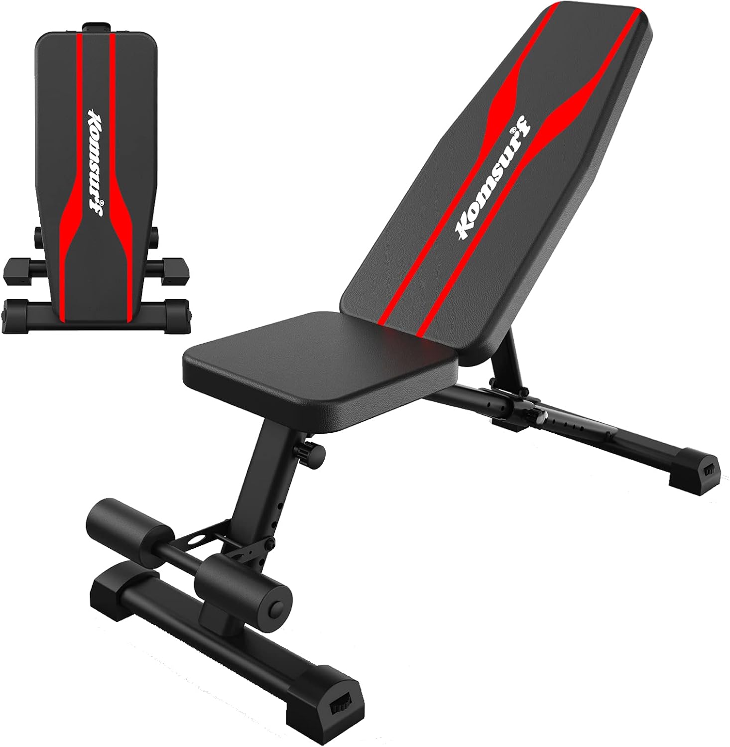 KOMSURF Weight Bench, Adjustable Workout Bench, Exercise Bench Press for Home Gym, Foldable Equipment Body Gym System, Strength Training Bench for Full Body Workout Pack of 2