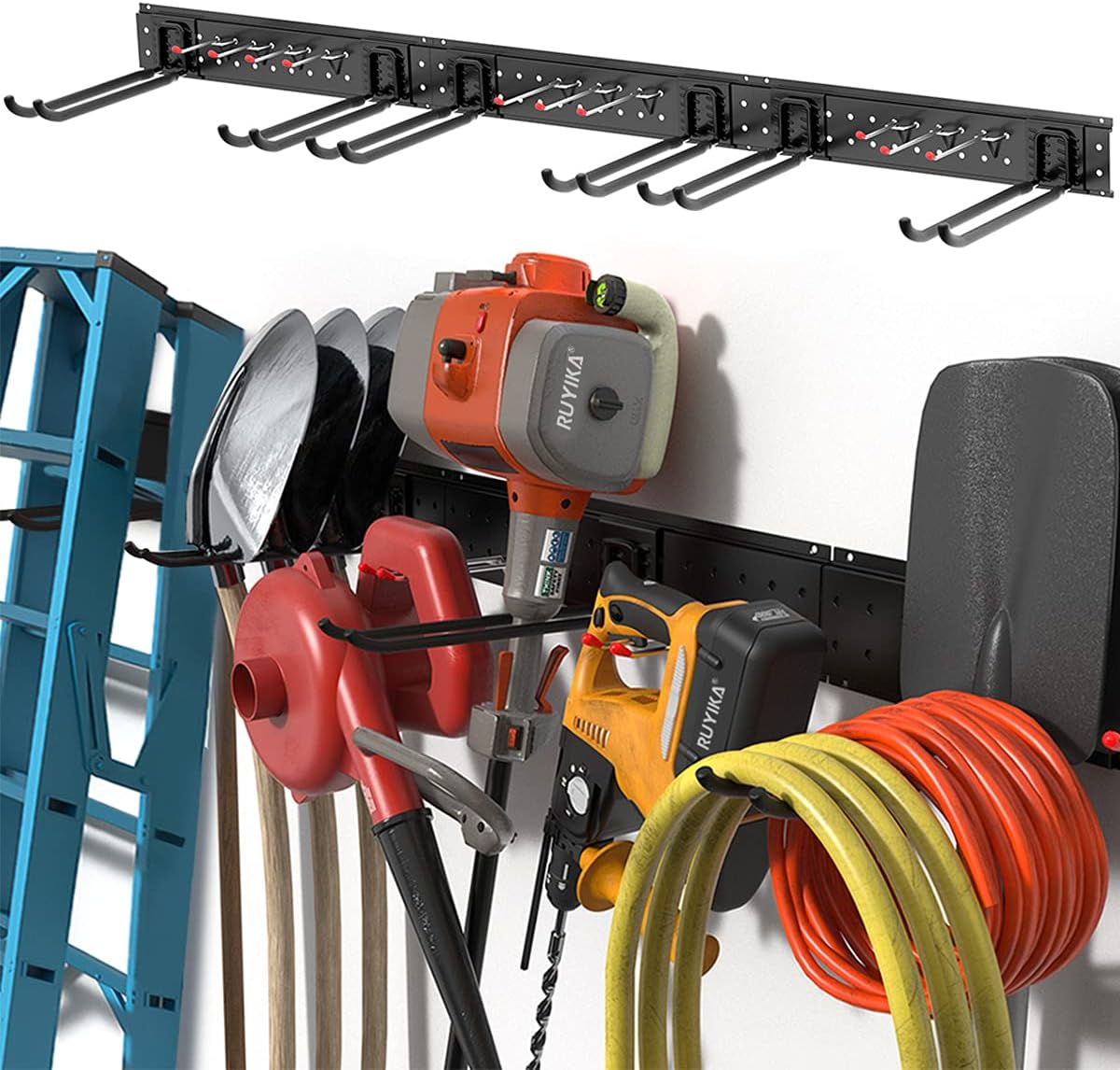 TORACK Mop and Broom Holder Wall Mount Heavy Duty Broom Garden Tool Organizer Mop Hanger Home Cleaning Supplies Organizations Storage Rack for Garage Laundry Room Garage Storage Rack Pack of 2