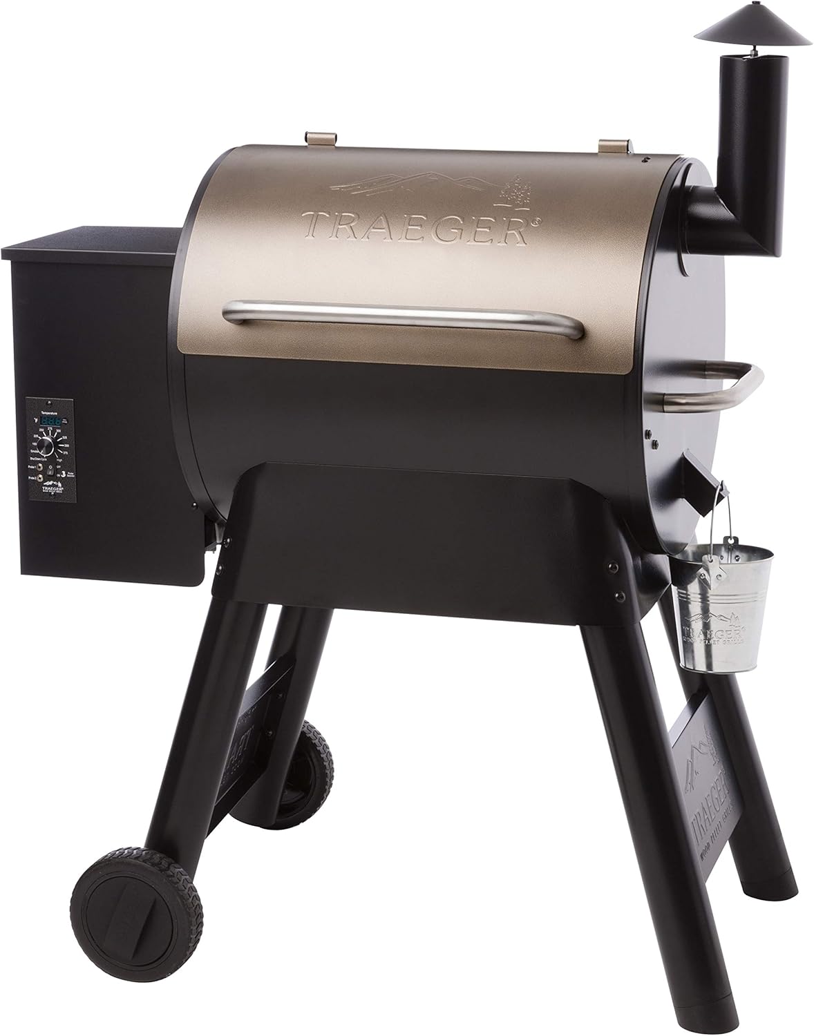 Traeger Grills Pro Series 22 Pellet Grill & Smoker | Bronze, Gen I, 572 Sq. In. Capacity | TFB57PZBO model & HDW152 Grease Bucket for Wood Pellet BBQ, Original Version