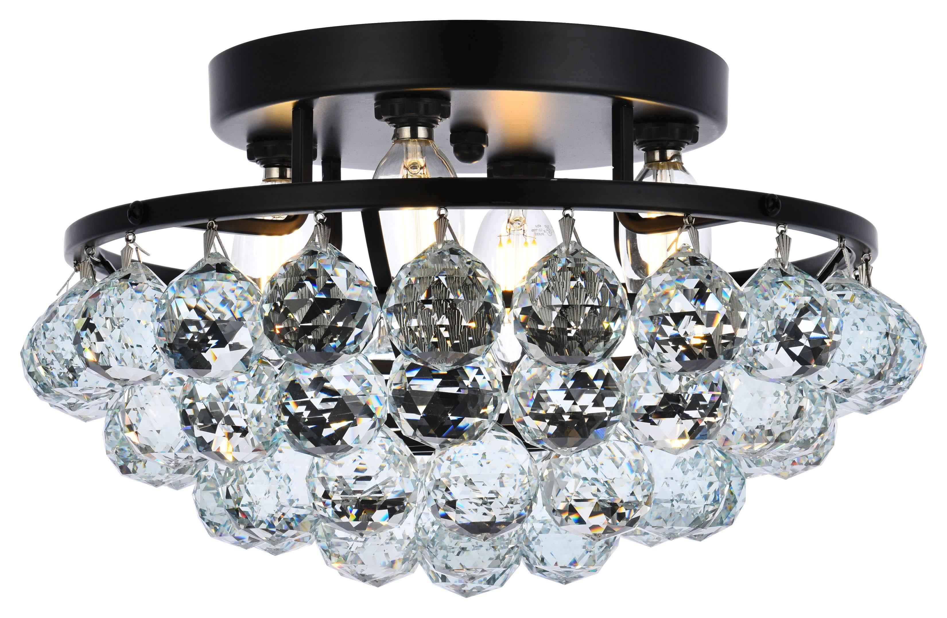 Corona 14 inch Black Flush Mount - Elegant Lighting V9805F14BK/RC